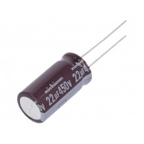 ULD2W220MHD; Capacitor: electrolytic; THT; 22uF; 450VDC; Ø12.5x25mm; Pitch: 5mm; NICHICON