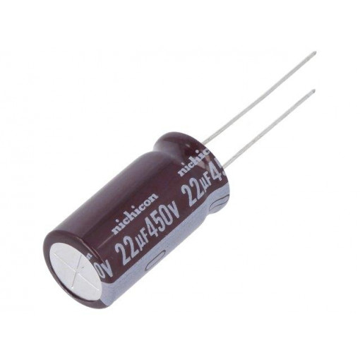 ULD2W220MHD; Capacitor: electrolytic; THT; 22uF; 450VDC; Ø12.5x25mm; Pitch: 5mm; NICHICON