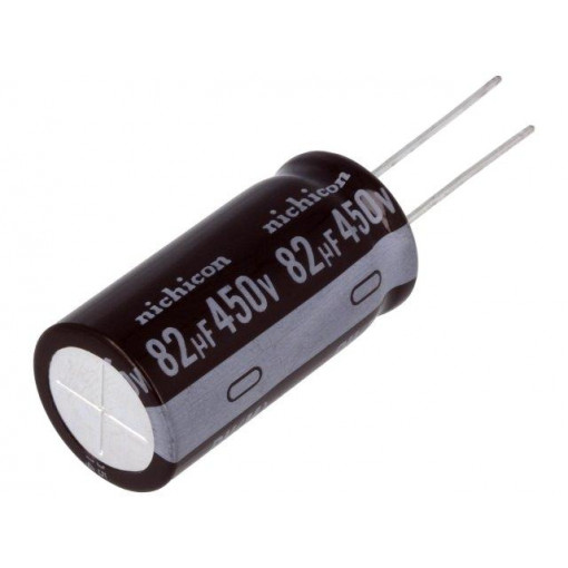 UPH2W820MHD; Capacitor: electrolytic; THT; 82uF; 450VDC; Ø16x31.5mm; ±20%; 2000h; NICHICON