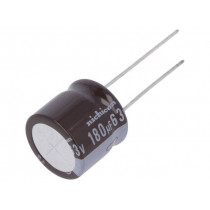 UPM1J181MHD6; Capacitor: electrolytic; low impedance; THT; 180uF; 63VDC; ±20%; NICHICON