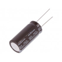 UPT2E181MHD; Capacitor: electrolytic; THT; 180uF; 250VDC; Ø16x35.5mm; ±20%; NICHICON