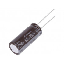 UPT2E680MHD; Capacitor: electrolytic; THT; 68uF; 250VDC; Ø12.5x31.5mm; ±20%; NICHICON