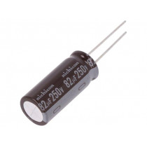 UPT2E820MHD; Capacitor: electrolytic; THT; 82uF; 250VDC; Ø12.5x31.5mm; ±20%; NICHICON