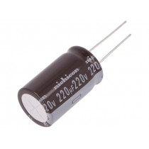 UPT2P221MHD6; Capacitor: electrolytic; THT; 220uF; 220VDC; Ø18x31.5mm; ±20%; NICHICON