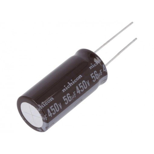 UPT2W560MHD; Capacitor: electrolytic; THT; 56uF; 450VDC; Ø16x35.5mm; ±20%; 5000h; NICHICON