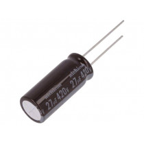 UPTW6270MHD; Capacitor: electrolytic; THT; 27uF; 420VDC; Ø12.5x31.5mm; ±20%; NICHICON