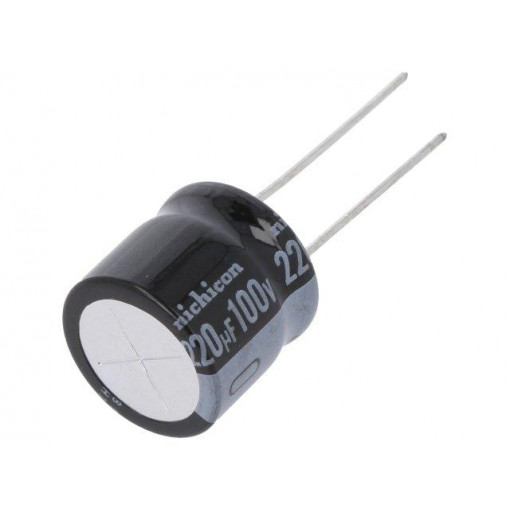 URS2A221MHD; Capacitor: electrolytic; THT; 220uF; 100VDC; Ø16x15mm; Pitch: 7.5mm; NICHICON