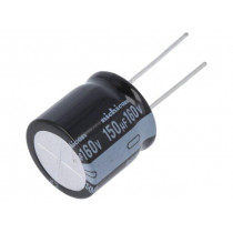 URS2C151MRD6; Capacitor: electrolytic; THT; 150uF; 160VDC; Ø20x20mm; Pitch: 10mm; NICHICON