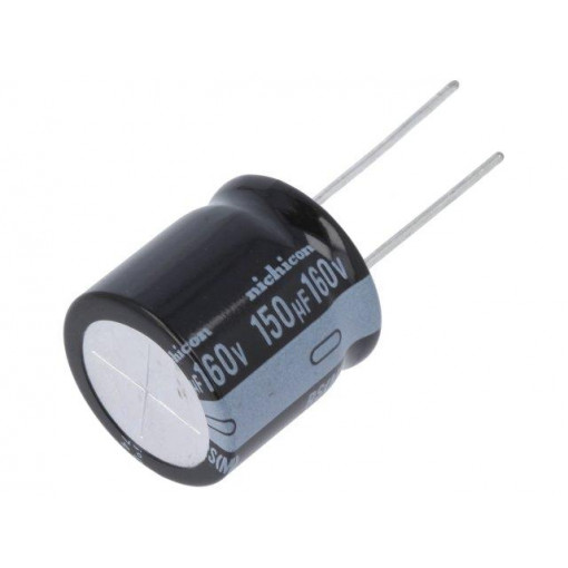 URS2C151MRD6; Capacitor: electrolytic; THT; 150uF; 160VDC; Ø20x20mm; Pitch: 10mm; NICHICON