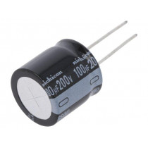 URS2D101MRD6; Capacitor: electrolytic; THT; 100uF; 200VDC; Ø20x20mm; Pitch: 10mm; NICHICON