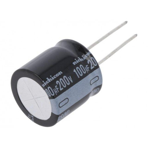 URS2D101MRD6; Capacitor: electrolytic; THT; 100uF; 200VDC; Ø20x20mm; Pitch: 10mm; NICHICON