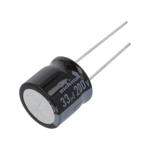 URZ2D330MHD; Capacitor: electrolytic; THT; 33uF; 200VDC; Ø16x15mm; Pitch: 7.5mm; NICHICON