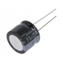 URZ2E330MHD; Capacitor: electrolytic; THT; 33uF; 250VDC; Ø18x15mm; Pitch: 7.5mm; NICHICON