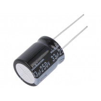 URZ2E330MHD6; Capacitor: electrolytic; THT; 33uF; 250VDC; Ø16x20mm; Pitch: 7.5mm; NICHICON