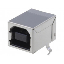 USB-B-S-RA; Socket; USB B; THT; angled 90°; USB 2.0; gold-plated; ADAM TECH