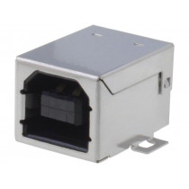 USB-B-S-RA-TSMT; Socket; USB B; SMT; horizontal; USB 2.0; gold-plated; ADAM TECH