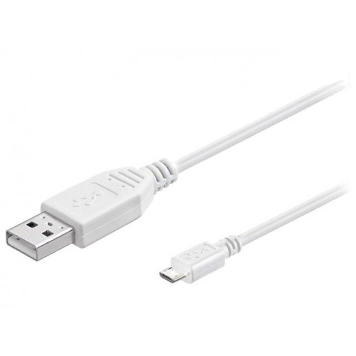 96193; Cable; USB 2.0; USB A plug,USB B micro plug; 1m; white; Core: Cu; Goobay
