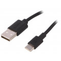 59118; Cable; USB 2.0; USB A plug,USB C plug; 0.5m; black; Core: Cu; Goobay