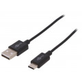 45735; Cable; USB 2.0; USB A plug,USB C plug; 1m; black; Core: Cu; 480Mbps; Goobay