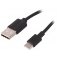 59122; Cable; USB 2.0; USB A plug,USB C plug; 2m; black; Core: Cu; 480Mbps; Goobay