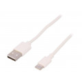 59132; Cable; USB 2.0; USB A plug,USB C plug; 3m; white; Core: Cu; 480Mbps; Goobay
