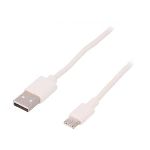 59132; Cable; USB 2.0; USB A plug,USB C plug; 3m; white; Core: Cu; 480Mbps; Goobay