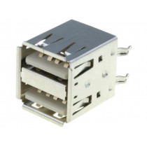 USBA-2GV; Socket; USB A; THT; straight; double; NINIGI