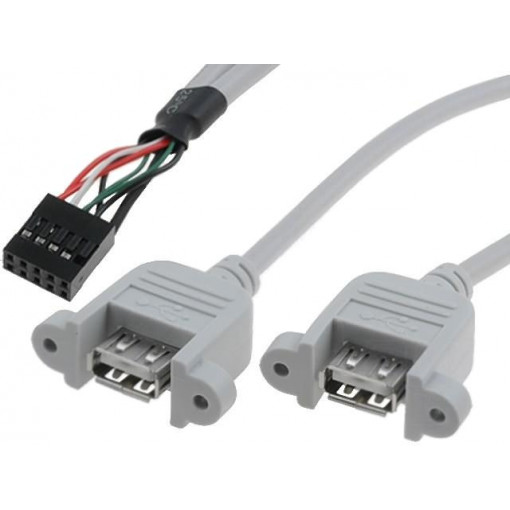 USBAJ-2; Adapter; USB 2.0; USB A socket x2,5pin pin header x2; 0.5m; BQ CABLE