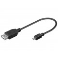95193; Cable; USB 2.0; USB A socket,USB B micro plug; 0.2m; black; Goobay