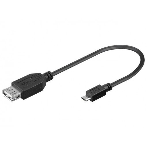 95193; Cable; USB 2.0; USB A socket,USB B micro plug; 0.2m; black; Goobay