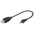 95006; Cable; USB 2.0; USB A socket,USB B mini plug; 0.2m; black; Goobay