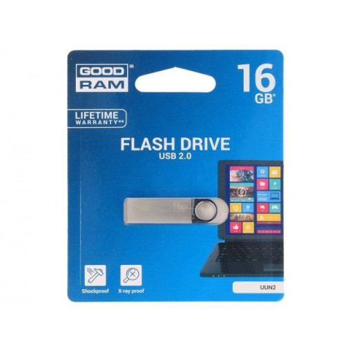 UUN2-0160S0R11; Pendrive; USB 2.0; 16GB; Read: 20MB/s; Write: 5MB/s; Colour: silver; GOODRAM