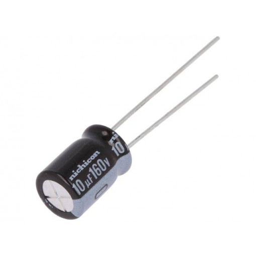 UVY2C100MPD; Capacitor: electrolytic; THT; 10uF; 160VDC; Ø8x11.5mm; Pitch: 3.5mm; NICHICON