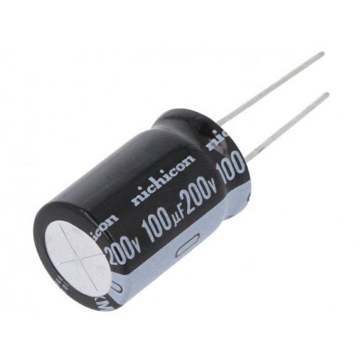 UVY2D101MHD; Capacitor: electrolytic; THT; 100uF; 200VDC; Ø7.5mm; Pitch: 7.5mm; NICHICON