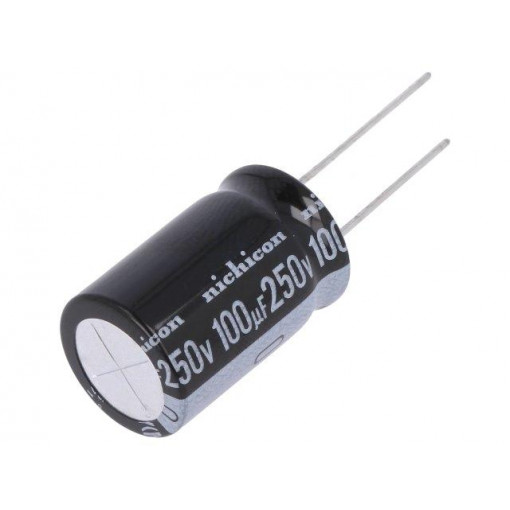 UVY2E101MHD; Capacitor: electrolytic; THT; 100uF; 250VDC; Ø16x25mm; Pitch: 7.5mm; NICHICON