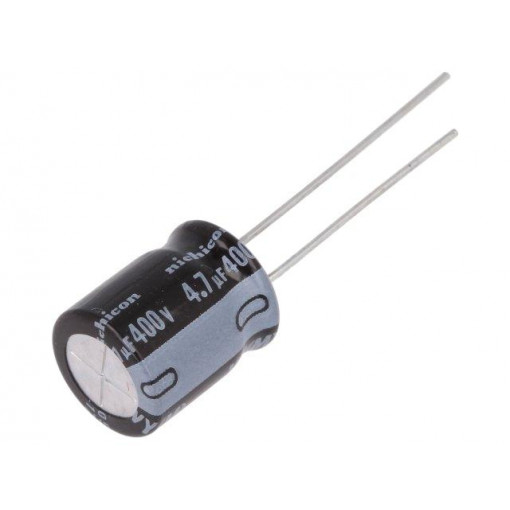 UVY2G4R7MPD; Capacitor: electrolytic; THT; 4.7uF; 400VDC; Ø10x12.5mm; Pitch: 5mm; NICHICON