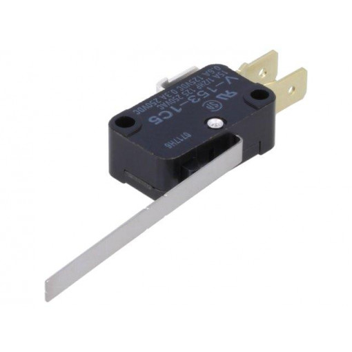 V-153-1C5; Microswitch SNAP ACTION; with lever; SPDT; 15A/250VAC; ON-(ON); OMRON OCB V-153-1C5; Microswitch SNAP ACTION; with lever; SPDT; 15A/250VAC; ON-(ON); OMRON OCB