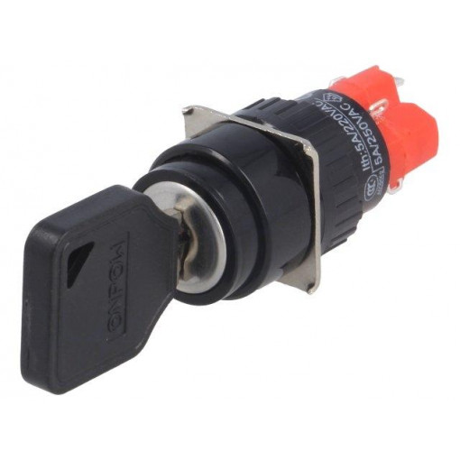 ; Switch: key switch; Stabl.pos: 2; Switch.method: ON-ON; Ø16mm; 90°; ONPOW