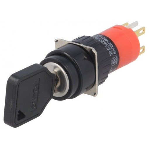 ; Switch: key switch; Stabl.pos: 2; Switch.method: ON-ON; Ø16mm; 90°; ONPOW ; Switch: key switch; Stabl.pos: 2; Switch.method: ON-ON; Ø16mm; 90°; ONPOW
