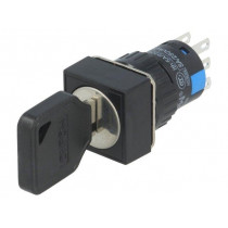 ; Switch: key switch; Stabl.pos: 3; Contacts: 3PST; Ø16mm; Key: flat; ONPOW ; Switch: key switch; Stabl.pos: 3; Contacts: 3PST; Ø16mm; Key: flat; ONPOW