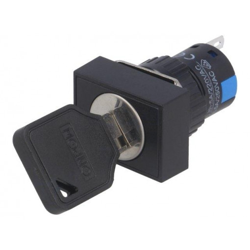 ; Switch: key switch; Stabl.pos: 2; Switch.method: ON-ON; Ø16mm; 90°; ONPOW