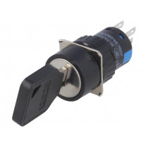 ; Switch: key switch; Stabl.pos: 3; Contacts: 3PST; Ø16mm; Key: flat; ONPOW ; Switch: key switch; Stabl.pos: 3; Contacts: 3PST; Ø16mm; Key: flat; ONPOW