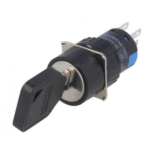 ; Switch: key switch; Stabl.pos: 3; Contacts: 3PST; Ø16mm; Key: flat; ONPOW ; Switch: key switch; Stabl.pos: 3; Contacts: 3PST; Ø16mm; Key: flat; ONPOW