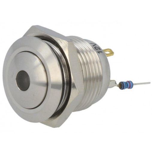 V16B-10D-12W-S; Switch: vandal resistant; Pos: 2; SPST-NO; 2A/36VDC; IP65; OFF-(ON); ONPOW