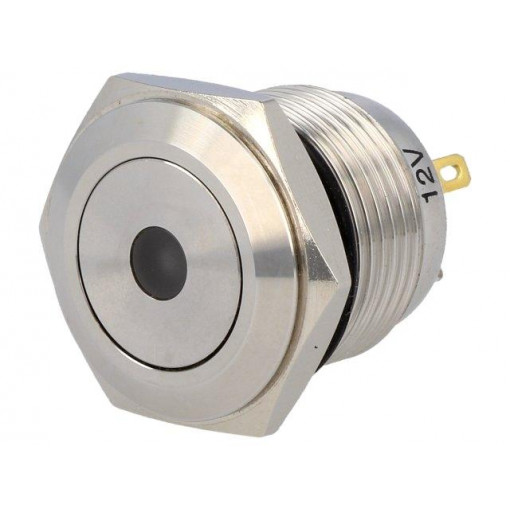 V16F-10D-12W-S; Switch: vandal resistant; Pos: 2; SPST-NO; 2A/36VDC; IP65; OFF-(ON); ONPOW