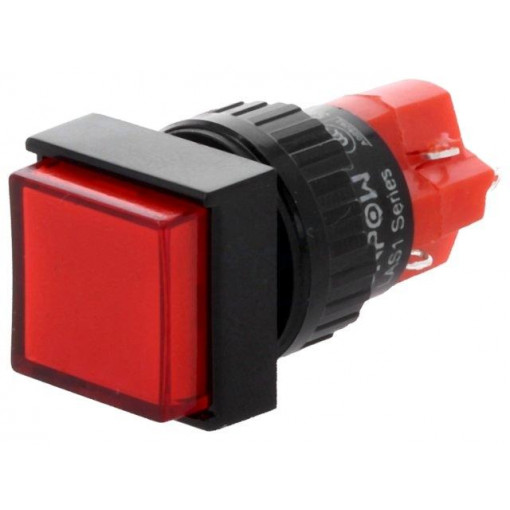 V16F-11-24R; Switch: push-button; Pos: 2; SPDT; 3A/250VAC; 2A/24VDC; ON-(ON); red; ONPOW