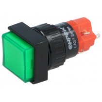 V16F-11-G; Switch: push-button; Pos: 2; SPDT; 3A/250VAC; 2A/24VDC; ON-(ON); ONPOW