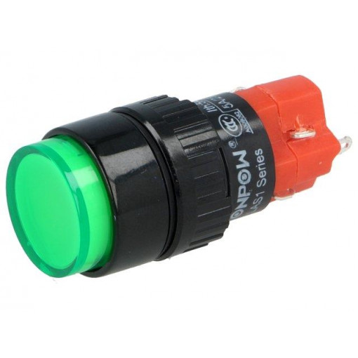 V16Y-11-230G; Switch: push-button; Pos: 2; SPDT; 3A/220VAC; 2A/24VDC; ON-(ON); ONPOW