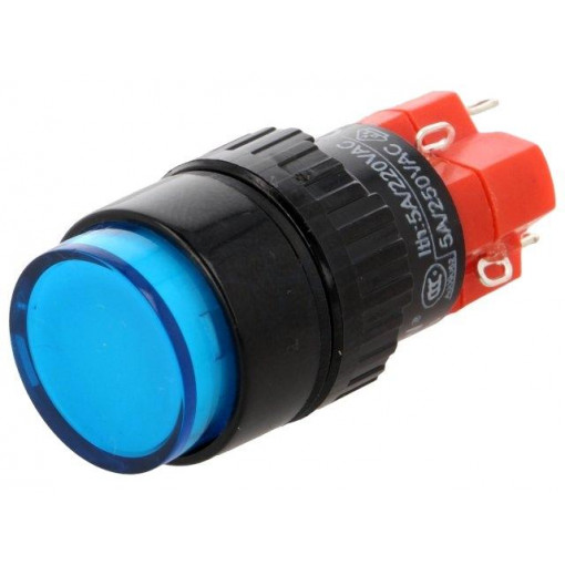 V16Y-11Z-24B; Switch: push-button; Pos: 2; SPDT; 3A/220VAC; 2A/24VDC; ON-ON; blue; ONPOW