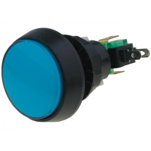 ; Switch: push-button; Pos: 2; SPDT; 10A/250VAC; ON-(ON); blue; Ø: 44mm; HIGHLY